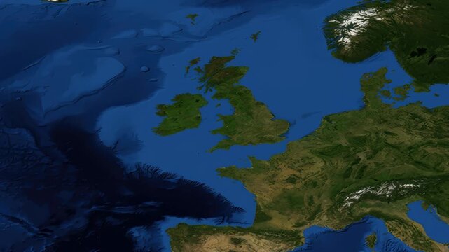 Satellite Map Zoom Animation From Earth To Glasgow United Kingdom