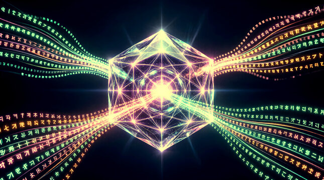 Linguist Reviewing AI Translation on Holographic Display