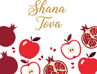 Festive Rosh Hashanah Celebration with Apples and Pomegranates Design © Elizabeth