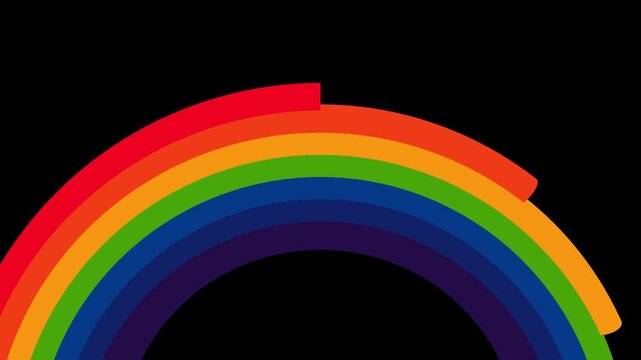 Colorful Rainbow Arc Wipe Animation with Sliding Horizontal Spectrum Bands