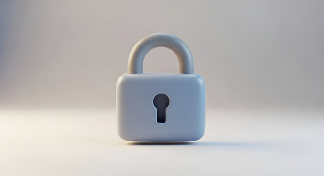 3D Cyber Security and Data Protection Icon Set on Minimal Background