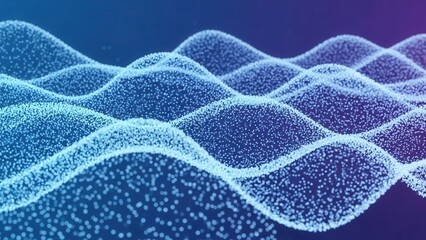 Digital wave pattern with blue particles.