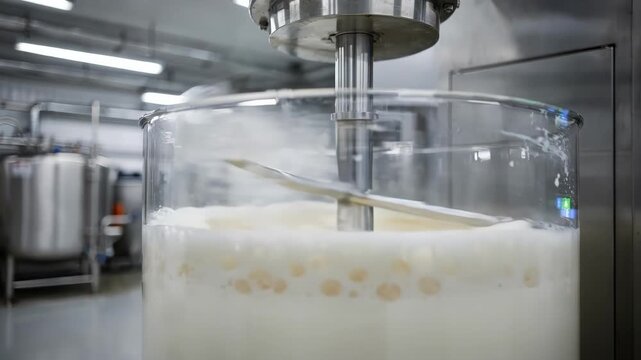 Medium shot of highshear variablespeed mixer creating fine emulsions while minimizing power consumption for sustainable production.