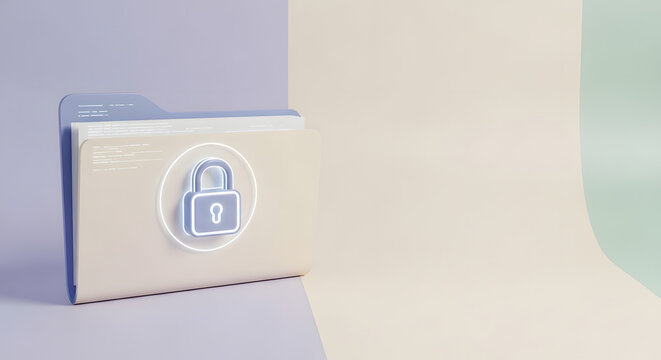 3D Cyber Security and Data Protection Icon Set on Minimal Background