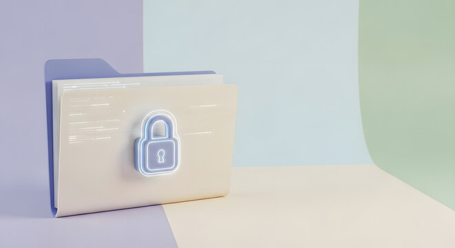 3D Cyber Security and Data Protection Icon Set on Minimal Background