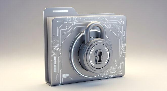 3D Cyber Security and Data Protection Icon Set on Minimal Background