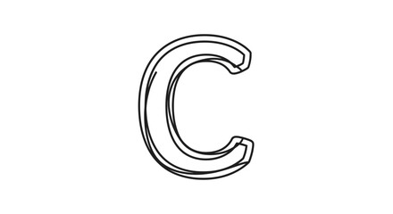 Fototapeta premium Outline of the letter C with a 3D effect, graphic design element