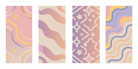Obraz premium Four abstract retro patterned bookmarks in pastel colors