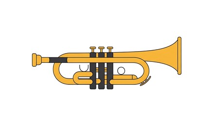 Obraz premium Golden Trumpet Illustration on White Background.