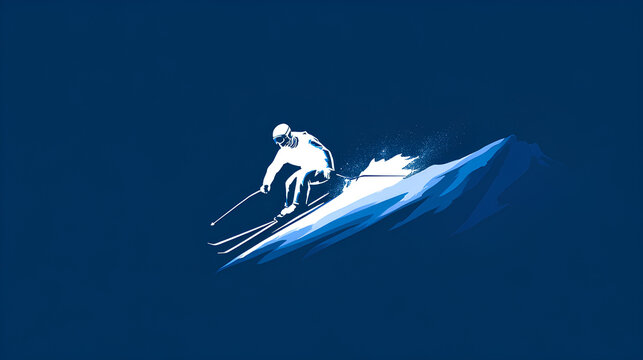 Alpine Skiing Blue Pictogram and Logo for Milan Cortina 2026 Winter Olympics Official Winter Games Wallpaper