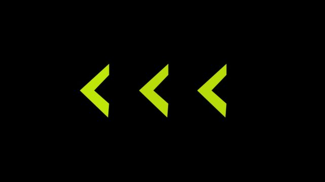 rendering left arrow on black background. Left arrow for road direction. Left arrow for road direction. Flashing direction indicators. Victor