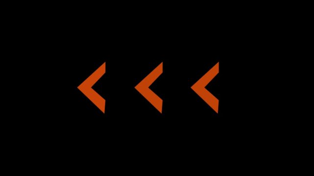 rendering left arrow on black background. Left arrow for road direction. Left arrow for road direction. Flashing direction indicators. Victor