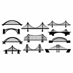 vector illustration set of bridge silhouettes