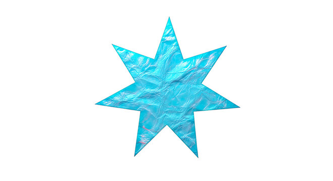 Crinkled Blue Star Shape on White Background