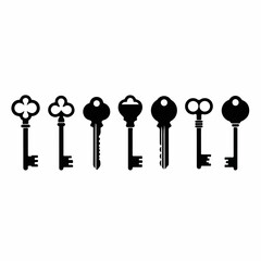 vector illustration of a set of key silhouettes