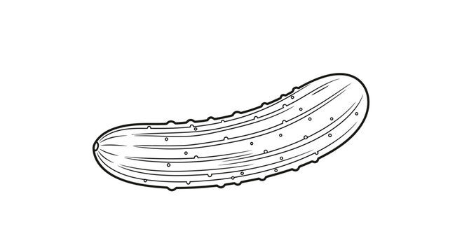 Hand-drawn illustration of a fresh, ripe pickle on a white background.