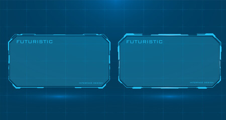 Blue Sci-Fi Dual Screen Interface Frame for Dashboard UI