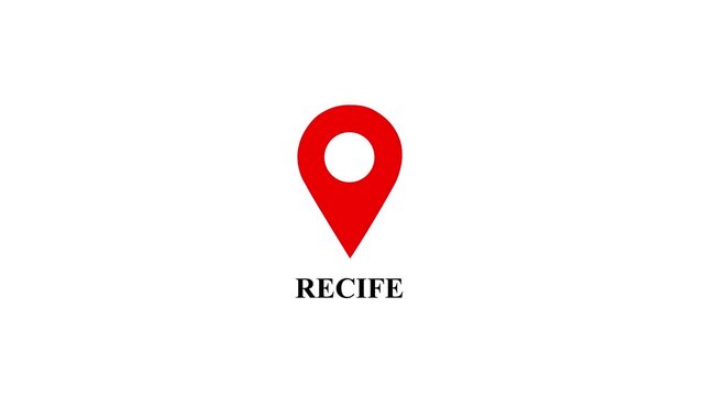 Location of the city of Recife  ,the name of the place with the location has been displayed. GPS location tracking icon. Location pin icon search location idea for travel and gaps navigation.