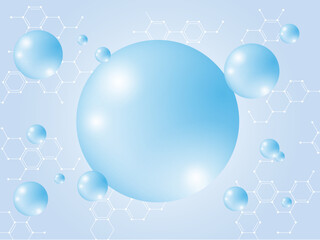 水滴と化学構造式の背景素材