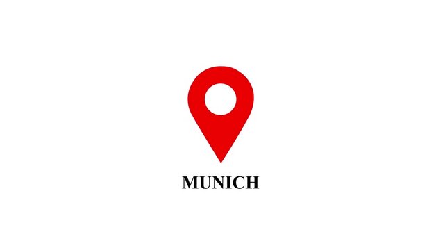 Location of the city of Munich ,the name of the place with the location has been displayed. GPS location tracking icon. Location pin icon search location idea for travel and gaps navigation.