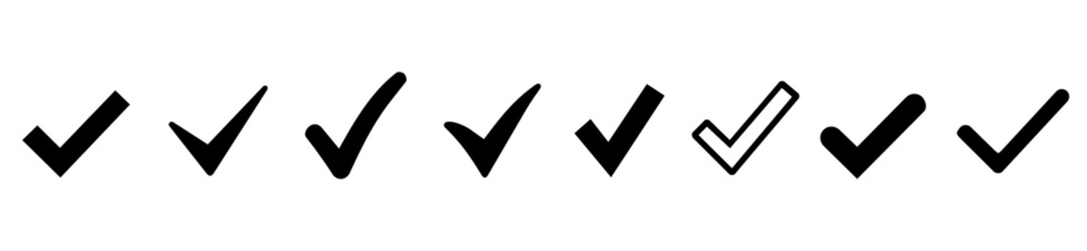 Checkmarks collection isolated on white background