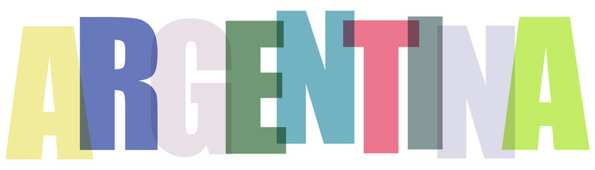 ARGENTINA text in vibrant overlapping colors, isolated on transparent background.