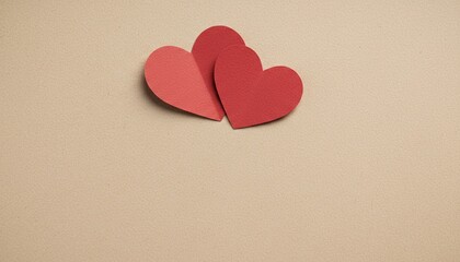 Obraz premium red hearts, paper cutouts, valentines day, womens day, love concept, background copy space, romantic heart symbol on beige textured paper for greeting cards and minimalist design.
