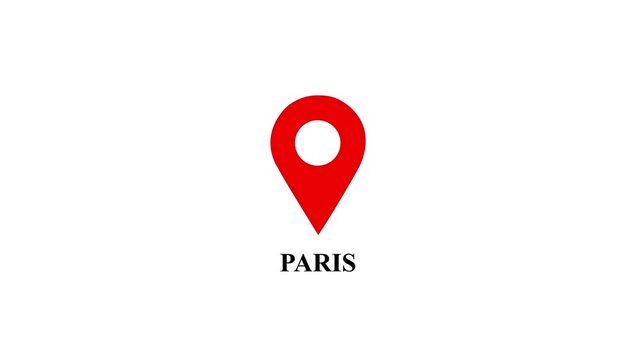 Location of the city of Paris  ,the name of the place with the location has been displayed. GPS location tracking icon. Location pin icon search location idea for travel and gaps navigation.