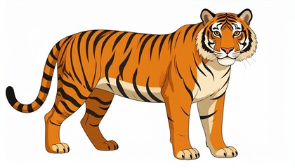 Obraz premium Majestic Tiger Standing Proudly - A Striking Depiction of a Wild Animal in its Prime.