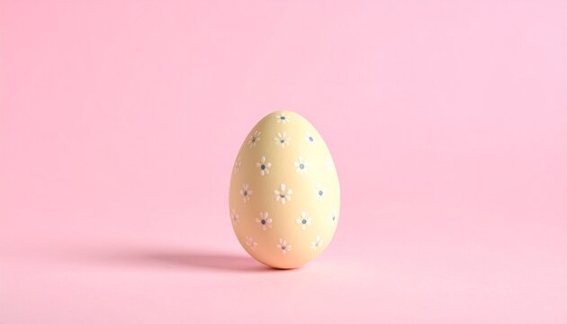 Pastel yellow egg with white flower patterns