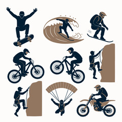 Obraz premium Action Sports Silhouettes vector