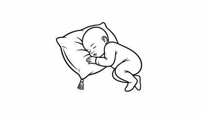 Obraz premium Baby Sleeping Peacefully on Pillow, Newborn Napping, Sweet Dreams, Innocence