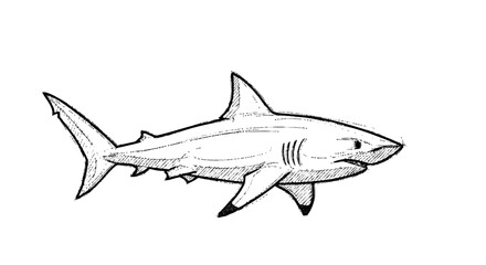 Obraz premium Black and White Illustration of Shark.