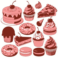 Sweet Desserts Collection vector