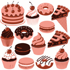 Assortment of Pink Desserts vector