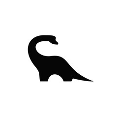 Minimalist Black Dinosaur Silhouette Icon, Simple Long Neck Prehistoric Animal Logo Design, Isolated Vector Illustration © Alpha Vector
