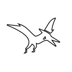 Black Outline Pterodactyl Flying Icon Vector Illustration © Alpha Vector