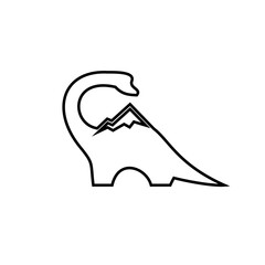 Minimalist Dinosaur and Mountain Range Logo Icon Design © Alpha Vector