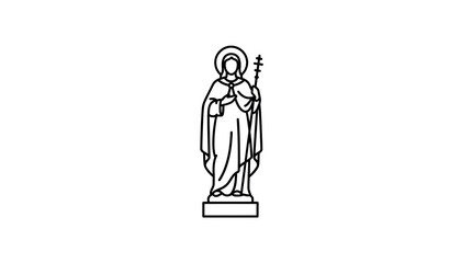 Fototapeta premium Saint Statue Line Art Icon, Religious Symbol, Christian Figure, Holy Person, Faith and Spirituality