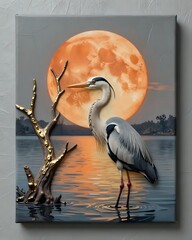 Fototapeta premium Sunset view of great blue heron