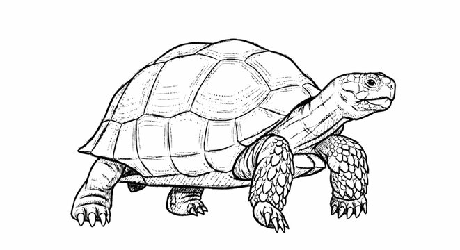 Tortoise Shell Illustration Line Art Drawing.