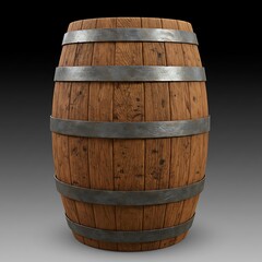 Fototapeta premium Aged Oak Barrel: 3D Render, Rich Texture, Deep Shadows