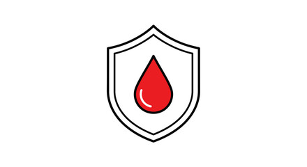 Fototapeta premium Blood Drop Shield Icon, Medical Protection Symbol, Health Safety Concept