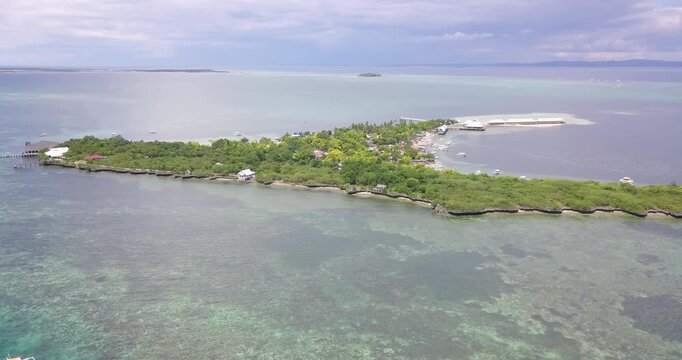 Drone View of Gilutungan Island and Diving Boats in Cebu