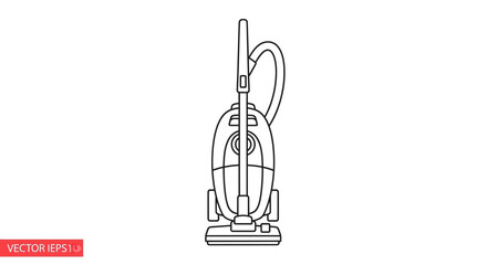 Vacuum Cleaner Line Art Icon - Modern Household Cleaning Equipment