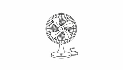 Obraz premium Table Fan Drawing, Vintage Style, Isolated on White Background