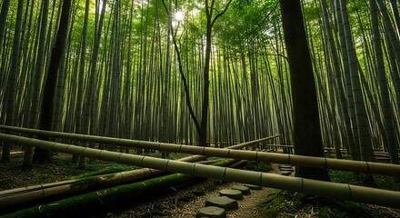 Fototapeta premium Emerald Canopy: A Forest of Whispering Stalks