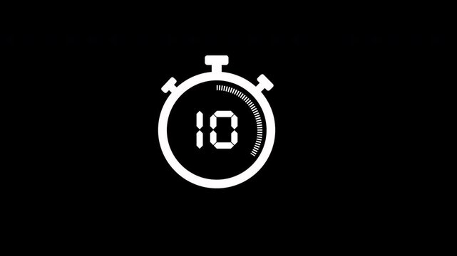 stopwatch icon 15 second  to 0 countdown timer animation, 4k 
