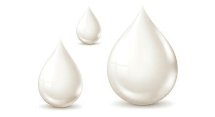 Realistic white droplets isolated on white background for commercial use