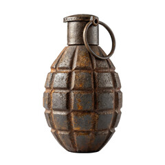 Rusty old hand grenade isolated on transparent background